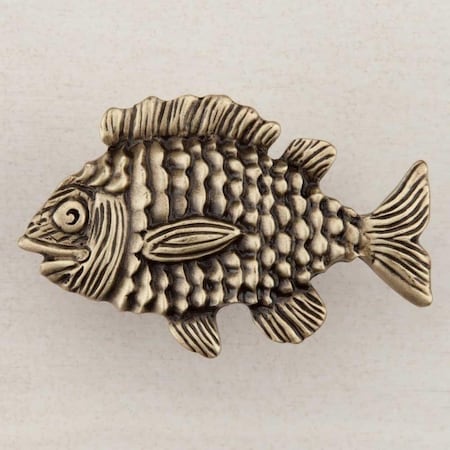 Acorn Mfg Artisan Collection Fun Fish Knob, Antique Brass DPLAP
